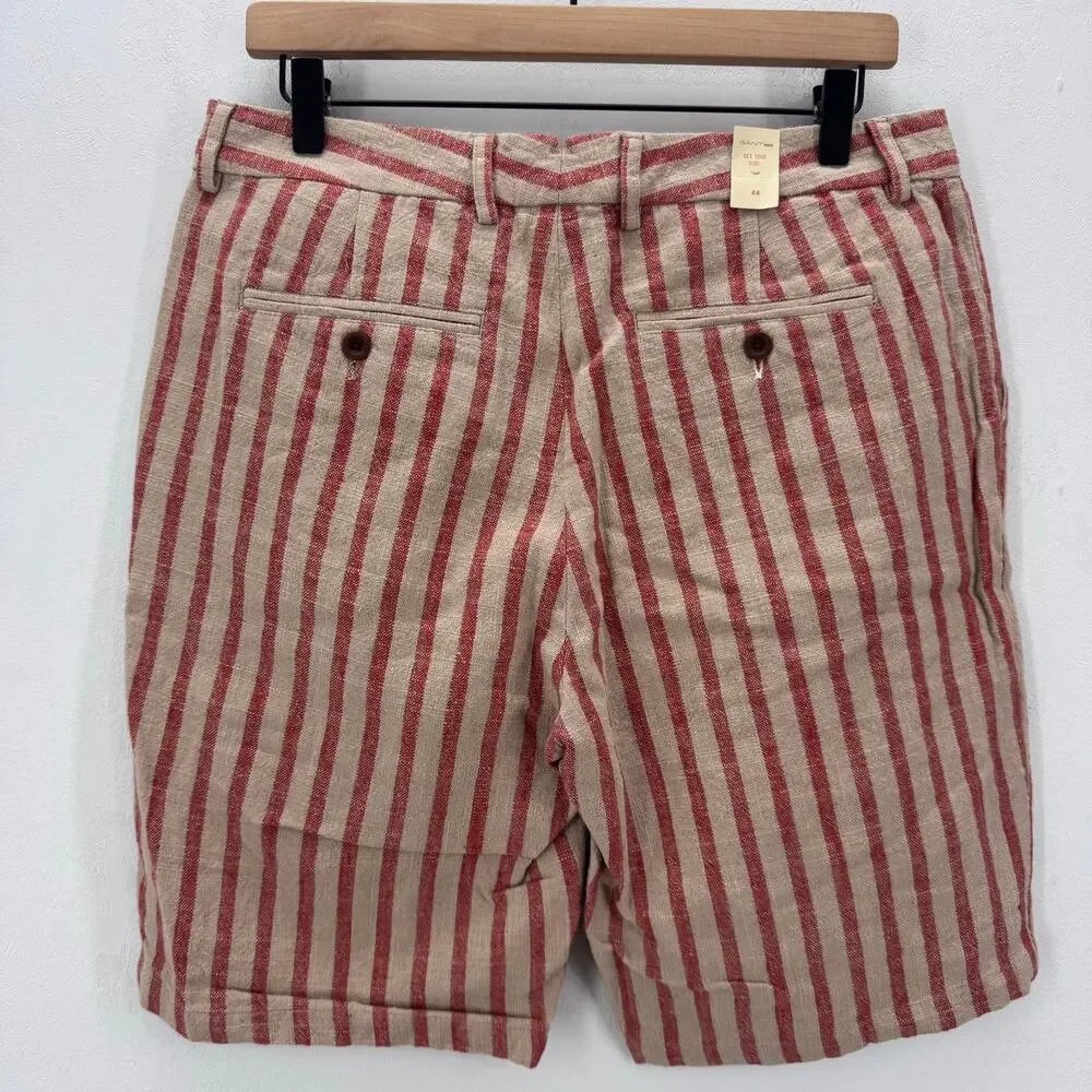 NWT Gant Rugger Linen Cotton Striped Shorts Men's Waist 33
